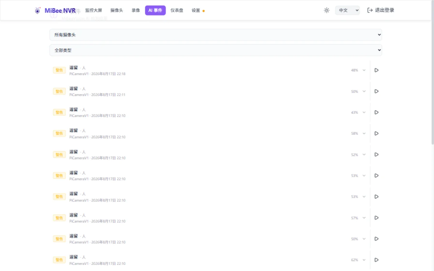 AI 事件页